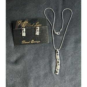 Vintage Park Lane Silver Tone Pendant Necklace And Pierced Earrings J86